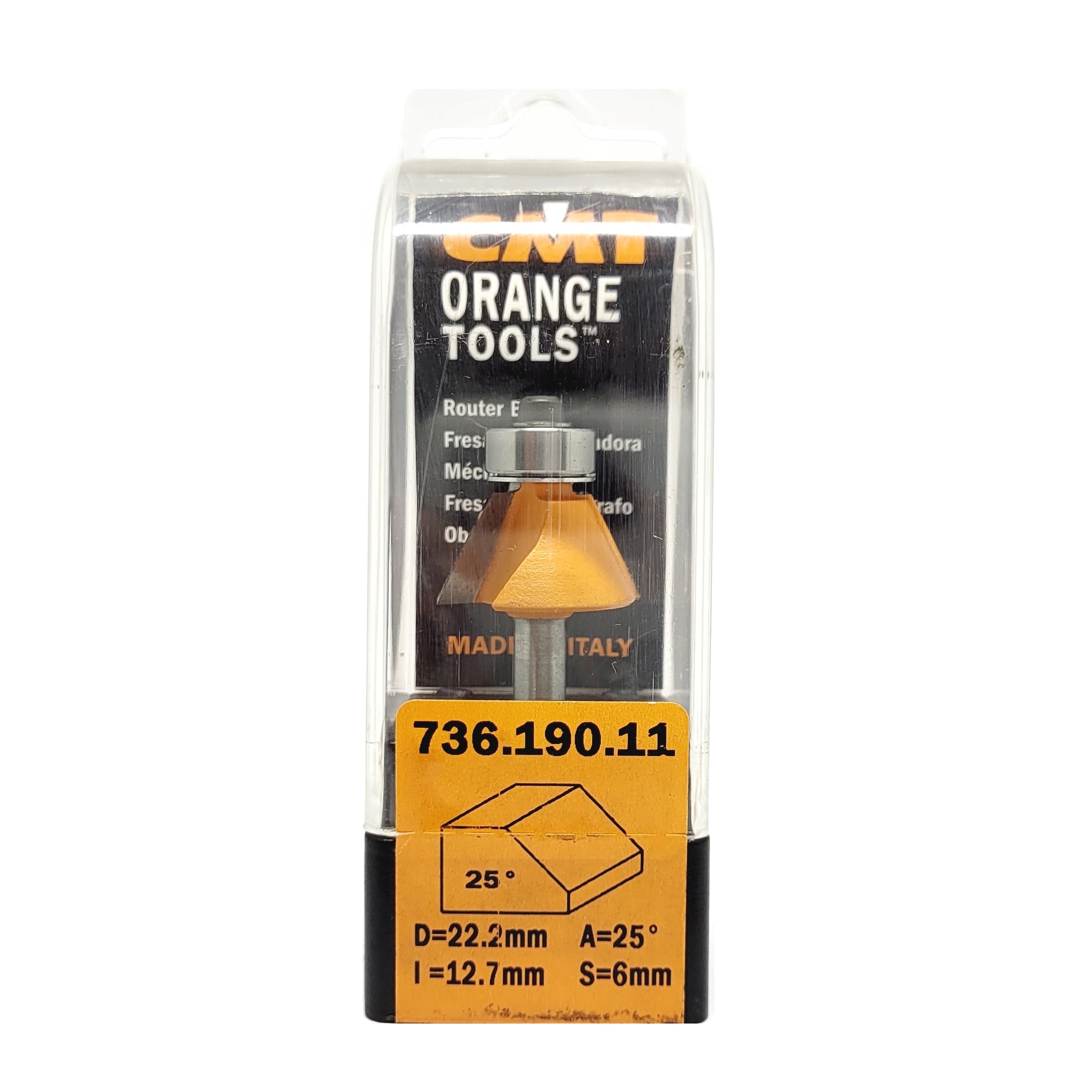 Fresa para Chanfrar 25º HW Ø22,2x54,9mm - marca CMT - Cód. 736.190.11